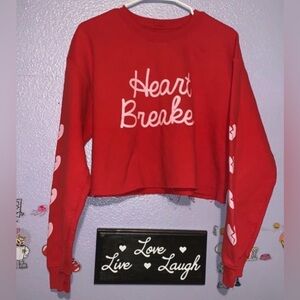 Cold Crush heart breaker red crop top sweatshirt